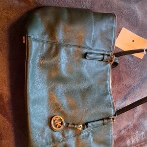Michael Kors Dark Green Leather Shoulder Bag